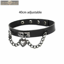 MariaKing Punk rock szív és lánc motívumos choker nyaklánc, 40 cm nyaklánc