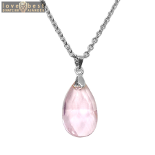 MariaKing Rózsaszín kristály csepp medál ezüst színű lánccal II. nyaklánc