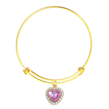 MariaKing Rózsaszín kristály szív medál arany színű karperecen nyaklánc