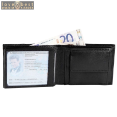 MariaKing Steinmeister valódi bőr uniszex pénztárca, fekete (12x9 cm)