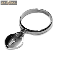 MariaKing Szív Lakat charmos állítható méretű gyűrű, ezüst színű, választható szélességben gyűrű