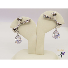  Marica white antiallergén masni fülbevaló lógós cirkónia kővel  - fehér fülbevaló