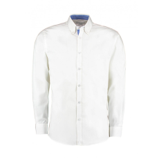 marka-logok-kicsi/kustom-kit.jpg Férfi hosszú ujjú Ing Kustom Kit Tailored Fit Premium Contrast Oxford Shirt L, Fehér/Középkék