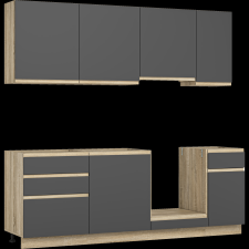 MÁRKA NÉLKÜL MANHATTAN KONYHABLOKK 220CM ANTRACIT-SONOMA, MUNKALAP NÉLKÜL bútor