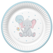 MÁRKÁK-Születésnap Baby elefánt Blue Balloon papírtányér 8 db-os 18 cm party kellék