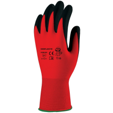  Mártott fekete latex kesztyű, piros textil kézháttal 7-es méretben (GAN1LACI07) védőkesztyű