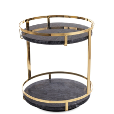  Márvány design kerek márvány 2 emeletes asztal aranysárga fém keretben 26x23x23cm bútor