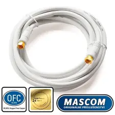 Mascom koaxiális kábel 7676-030W, F csatlakozó 3m kábel és adapter