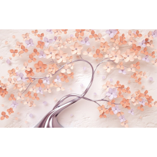  Matrica tapéta Fa krém virágokkal, absztrakt, 250 x 150 cm tapéta, díszléc és más dekoráció