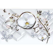  Matrica tapéta Orchideák pillangóval, 300 x 250 cm tapéta, díszléc és más dekoráció