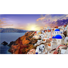  Matrica tapéta Santorini naplementekor, 250 x 150 cm tapéta, díszléc és más dekoráció
