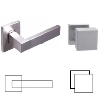 Matrix Négyzetrozettás Rozsdamentes Inox BB Asszimetrikus Gomb/Kilincs zár és alkatrészei