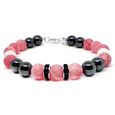 Matte Pink Dream – Hematit, Hegyikristály és Jade ásvány karkötő több méretben, ajándékdobozban karkötő