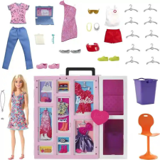 Mattel Barbie hordozható öltözőszoba ruhákkal és babával barbie baba