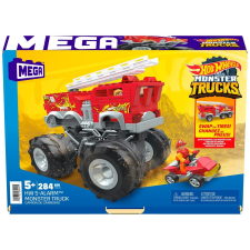 Mattel Hot Wheels Monster Truck Mega Építőkészlet - 5-riasztós Tűzoltó autópálya és játékautó