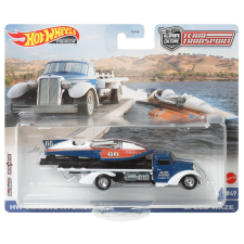 Mattel Hot Wheels Team Transport HW Classic Hydroplane és Speed Waze autószállító kisautó - Kék/Fehér autópálya és játékautó