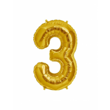  Maxee születésnapi léggömb, 3-as szám, arany, 40 cm party kellék
