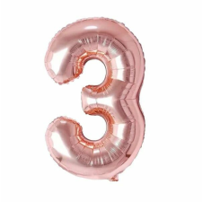  Maxee születésnapi léggömb, 3-as szám, rózsaszín, 40 cm party kellék
