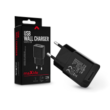 Maxlife Maxlife USB hálózati töltő adapter - Maxlife MXTC-01 USB Wall Fast Charger - 5V/2,1A - fekete mobiltelefon, tablet alkatrész