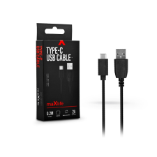 Maxlife Maxlife USB - USB Type-C adat- és töltőkábel 20 cm-es vezetékkel - Maxlife Type-C USB Cable - 5V/2A - fekete mobiltelefon kellék