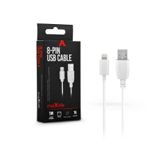Maxlife USB - Lightning adat- és töltőkábel 1 m-es vezetékkel - Maxlife 8-PIN USB Cable - 5V/1A - fehér mobiltelefon, tablet alkatrész