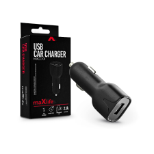 Maxlife USB szivargyújtó töltő adapter - Maxlife MXCC-01 USB Car Fast Charger - 5V/2,1A - fekete (TF-0018) - Autós Töltők mobiltelefon kellék