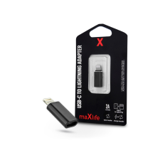 Maxlife USB Type-C  - Lightning adapter - Maxlife USB-C To Lightning Adapter - 2A - fekete mobiltelefon, tablet alkatrész