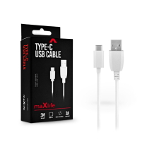 Maxlife USB - USB Type-C adat- és töltőkábel 3 m-es vezetékkel - Maxlife USB Type-C Cable - 5V/2A - fehér (TF-0019) kábel és adapter