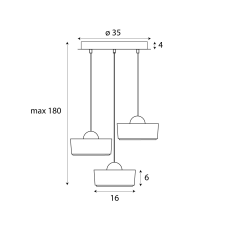 Maxlight Lipari arany-átlátszó LED függesztett lámpa (MAX-P0543) LED 3 izzós IP20 világítás