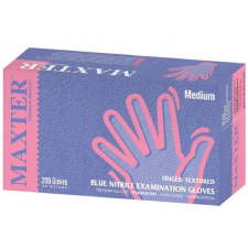 Maxter MAXTER Nitril kék púdermentes vizsgálókesztyű (200db/doboz!) (kék, M -200 db) (MX98897) védőkesztyű
