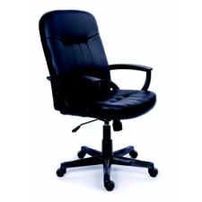 MAYAH Főnöki szék, hintamechanikával, fekete bonded bőrborítás, fekete lábkereszt, MAYAH "Boss" forgószék