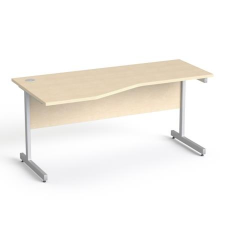 MAYAH Íróasztal, íves, balos,  szürke fémlábbal, 160x80 cm, MAYAH "Freedom SV-30", juhar íróasztal