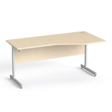 MAYAH Íróasztal, íves, jobbos,  szürke fémlábbal, 160x80 cm, MAYAH "Freedom SV-29", juhar íróasztal