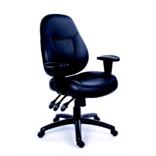 MAYAH Irodai szék, állítható karfával, fekete bonded bőrborítás, fekete lábkereszt, MAYAH &quot;Champion&quot; forgószék