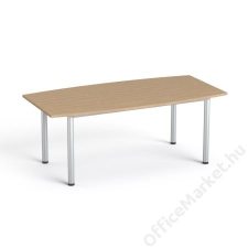 MAYAH Tárgyalóasztal, íves, szürke fémlábbal, 80/95x190 cm, MAYAH Freedom SV-43,  kőris (IBXA43K) íróasztal