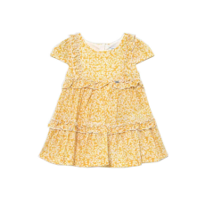 Mayoral sárga, mintás, fodros bébi lány ruha – 68 cm