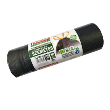 Mazzini Szemeteszsák, újrahasznosított húzófüles, 130 l, 10 db, 75x100 cm, 32 µ, MAZZINI, fekete tisztító- és takarítószer, higiénia