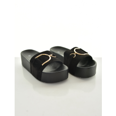 MB Collection női papucs - Platfrom talpkialakítású, puha felsőrész, dekoratív aranyszínű fém díszítéssel M25-1-SS-185/T007