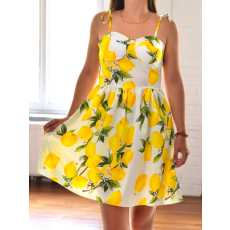 MB Collection női ruha - Hétköznapi, sárga citrom nyomott mintás, pántos M25-1-ZX0612-10/T013