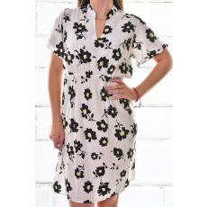 MB Collection női ruha/overál - Divatos, fehér színű, virágmintával, derékban gumis, megkötővel M25-1-WYQ-5689-4/T013