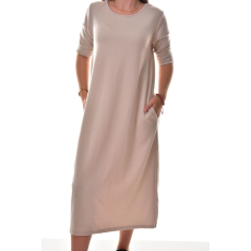 MB Collection női ruha/overál - Midi ruha, egyenes szabású, oldalt zsebbel, puha, kényelmes anyagból, ajándék nyaklánccal M25-1-250203-37/T012