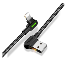 Mcdodo adatkábel (USB - lightning 8pin, 2.4A, 120cm, 90 fokos, LED fény) FEKETE mobiltelefon kellék