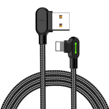 Mcdodo CA-4674 LED Angle USB Lightning Cable, 0.5m (Black) kábel és adapter