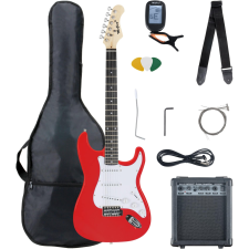 McGrey Rockit Elektromos Gitár St Complete Szett Fiesta Red gitár és basszusgitár