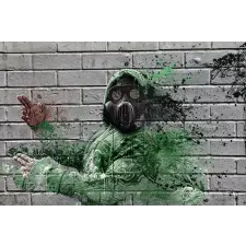  Média graffiti vászonfestmény maszkkal, 105 x 70 cm grafika, keretezett kép