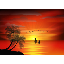  Media Nyomtatott tapéta, pálmafák a naplementében, 270 x 200 cm tapéta, díszléc és más dekoráció