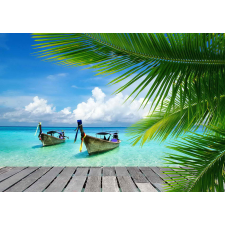  MÉDIA Öntapadó és lemosható fotótapéta, 270 x 200 cm, Csónakok pálmafák között tapéta, díszléc és más dekoráció