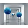  MÉDIA Öntapadó és mosható fali tapéta, Alagút kék gömbökkel, 220 x 135 cm