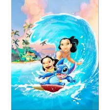  MÉDIA Öntapadó és mosható fotótapéta, 135 x 225 cm, Lilo és Stitch tapéta, díszléc és más dekoráció