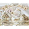  MÉDIA Öntapadó és mosható fotótapéta, 270 x 200 cm, Hattyúk, aranyszínű virágok